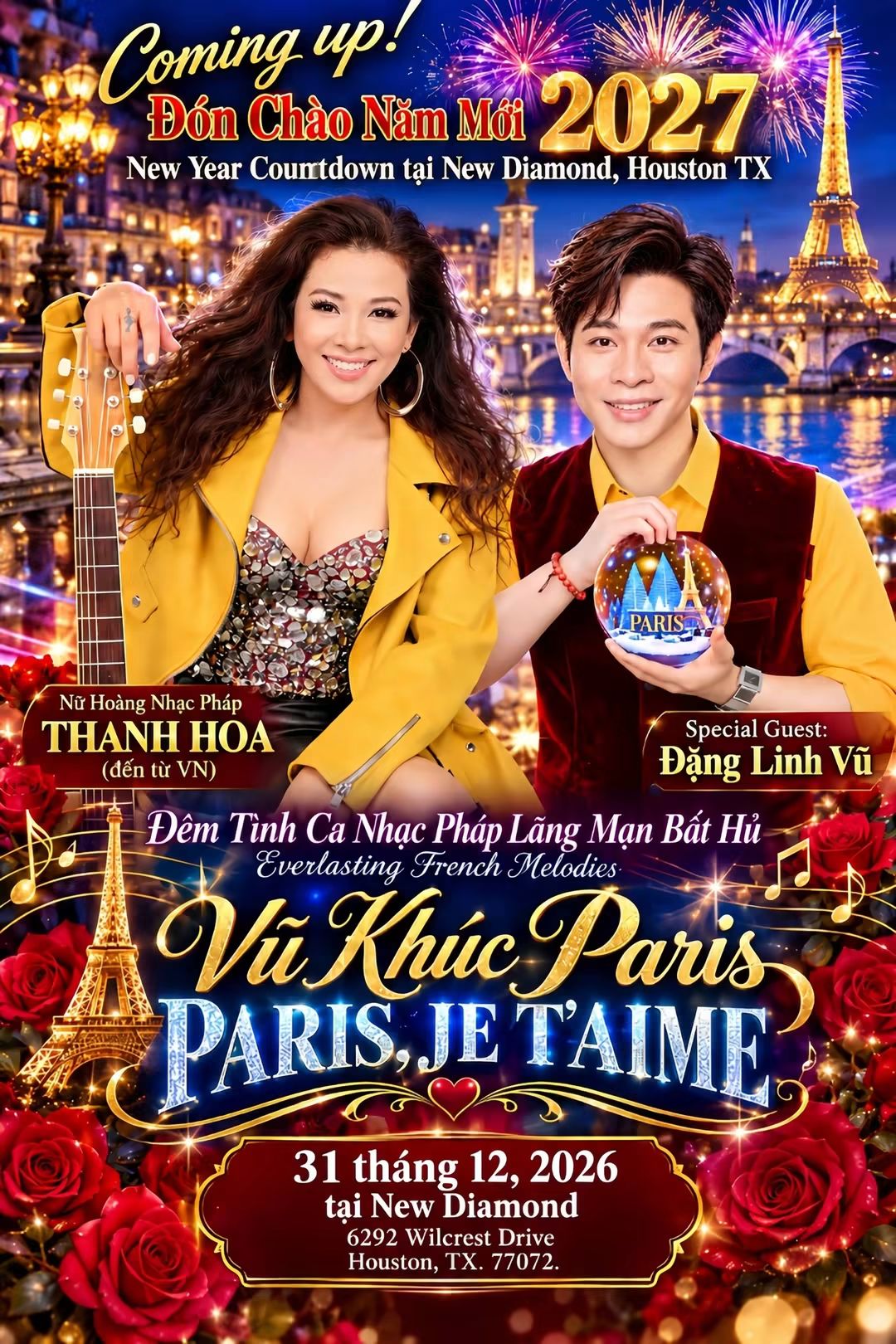 Vũ Khúc Paris — Paris, Je T’aime with Thanh Hoa and Đăng Linh Vũ — December 31, 2026 at New Diamond